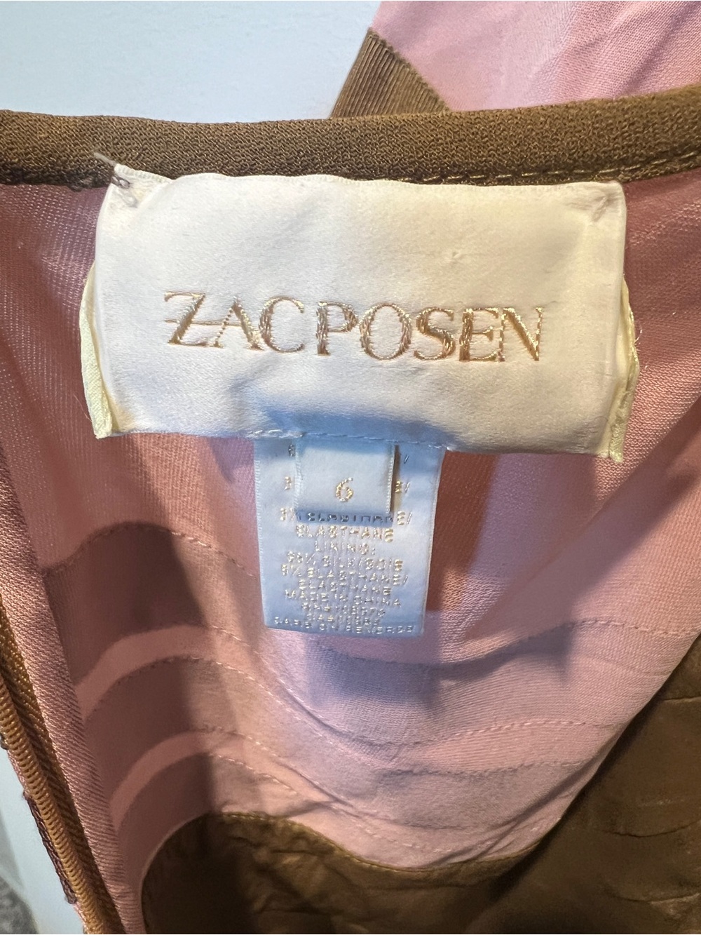 2010 Zac Posen Olive and Blush Striped Bodycon ish Dress size 6 - Picture 7 of 12